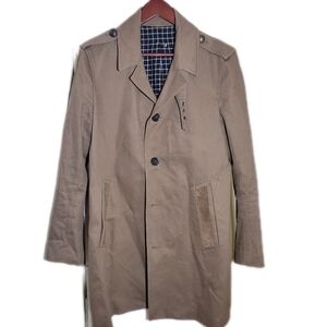 The Kooples mens blazer single breast jacket coat suede trim military 48 medium